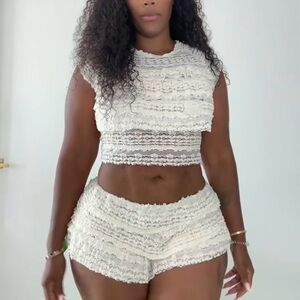 Lace Two-Piece Set in Cream